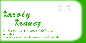 karoly krancz business card